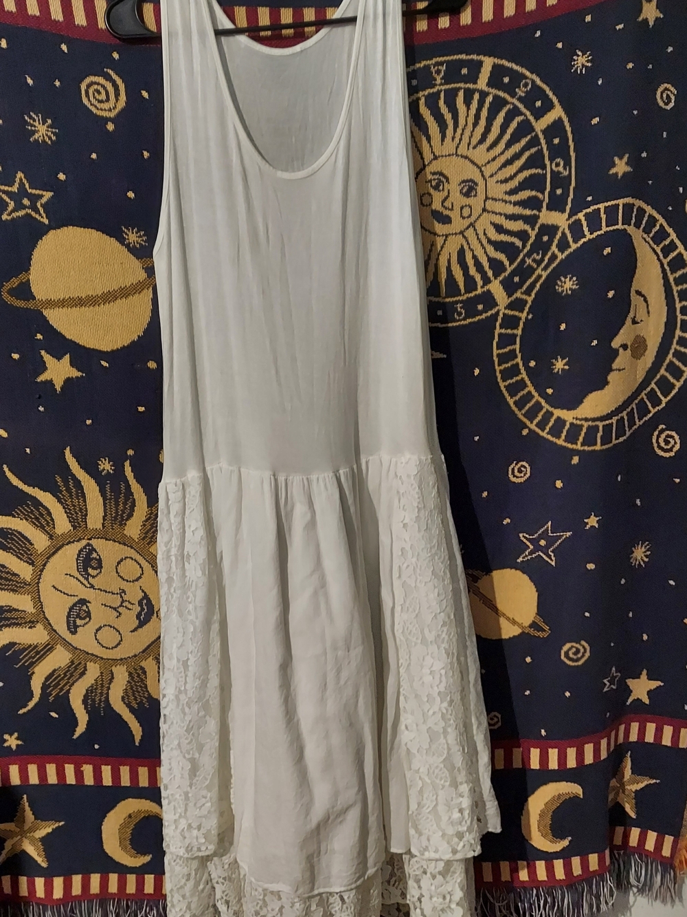 Women’s White Lace Panel Sleeveless Dress